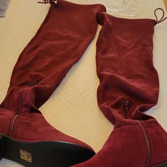 Call It Spring Burgundy Over the Knee Boots - Picture 1 of 8